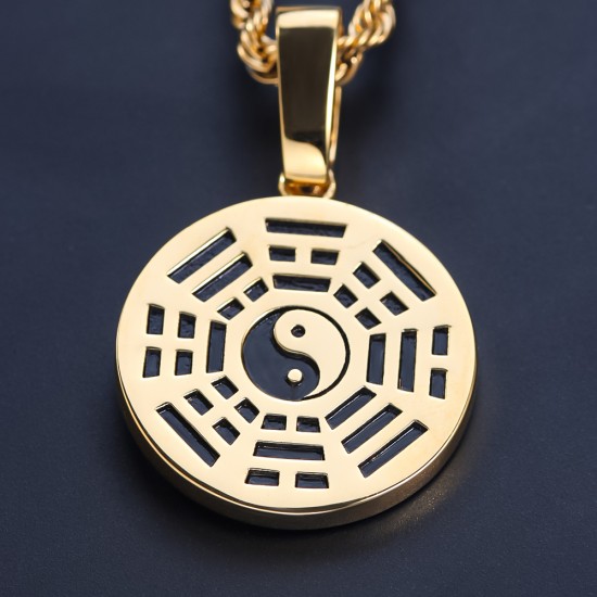 Yin Yang Tai Chi Chinese Eight Diagrams Taoism Bagua Pave Stone 925 Sterling Silver Charm Pendant Necklace Yin Yang Tai Chi Chinese Eight Diagrams Taoism Bagua Pave Stone 925 Sterling Silver Charm Pendant Necklace