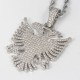 Men's Albanian Double Headed Eagle Iced Stone Kosova Serbia Necklace Pendant Men's Albanian Double Headed Eagle Iced Stone Kosova Serbia Necklace Pendant