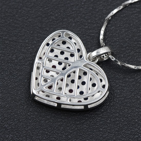 US American Flag Heart Shaped Sterling Silver Charm Pendant