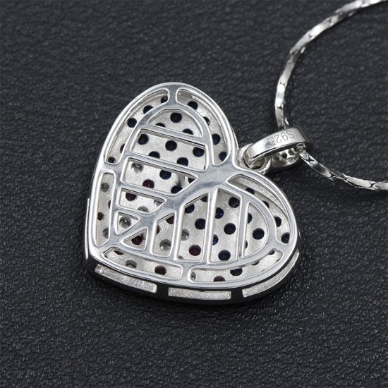 US American Flag Heart Shaped Sterling Silver Charm Pendant US American Flag Heart Shaped Sterling Silver Charm Pendant