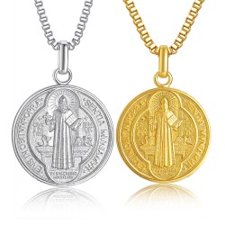 Saint Benedict Medal Catholicism Charm Necklace Pendant Talisman Amulet Genunie Sterling Silver Jewelry