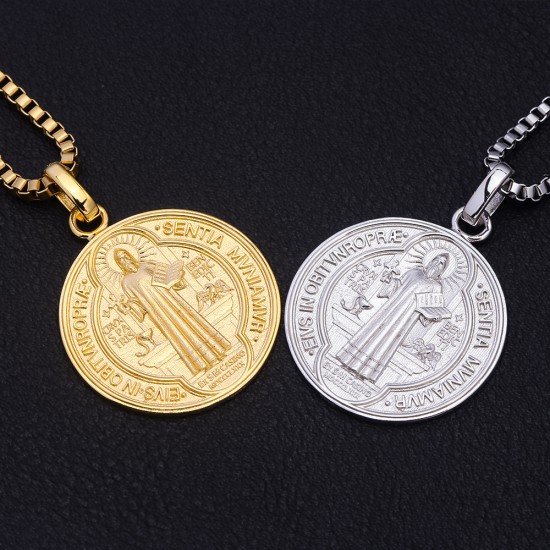 Saint Benedict Medal Catholicism Charm Necklace Pendant Talisman Amulet Genunie Sterling Silver Jewelry