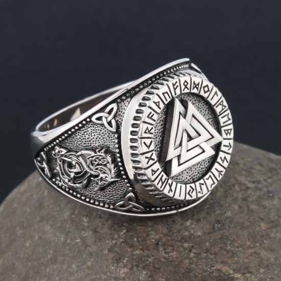 Viking Warrior Norse Nordic Celtic Icelandic Vegvisir Dragon Solid Sterling Silver Ring Viking Warrior Norse Nordic Celtic Icelandic Vegvisir Dragon Solid Sterling Silver Ring