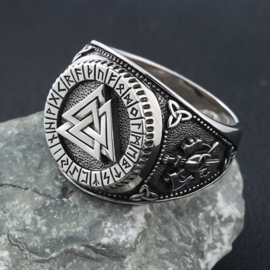 Viking Warrior Norse Nordic Celtic Icelandic Vegvisir Dragon Solid Sterling Silver Ring