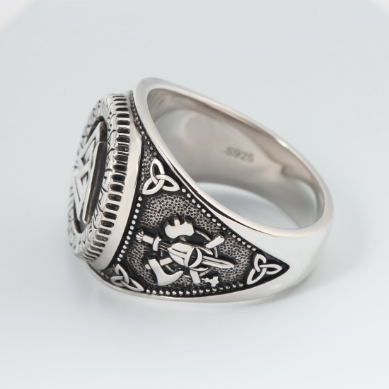 Viking Warrior Norse Nordic Celtic Icelandic Vegvisir Dragon Solid Sterling Silver Ring Viking Warrior Norse Nordic Celtic Icelandic Vegvisir Dragon Solid Sterling Silver Ring