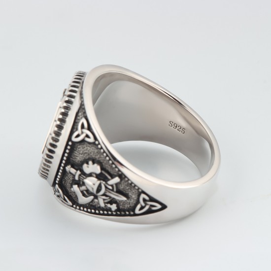 Viking Warrior Norse Nordic Celtic Icelandic Vegvisir Dragon Solid Sterling Silver Ring